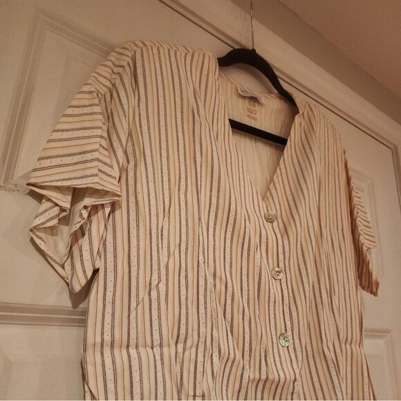 Impressions vintage white striped button up shirt Size 18 - Picture 3 of 4